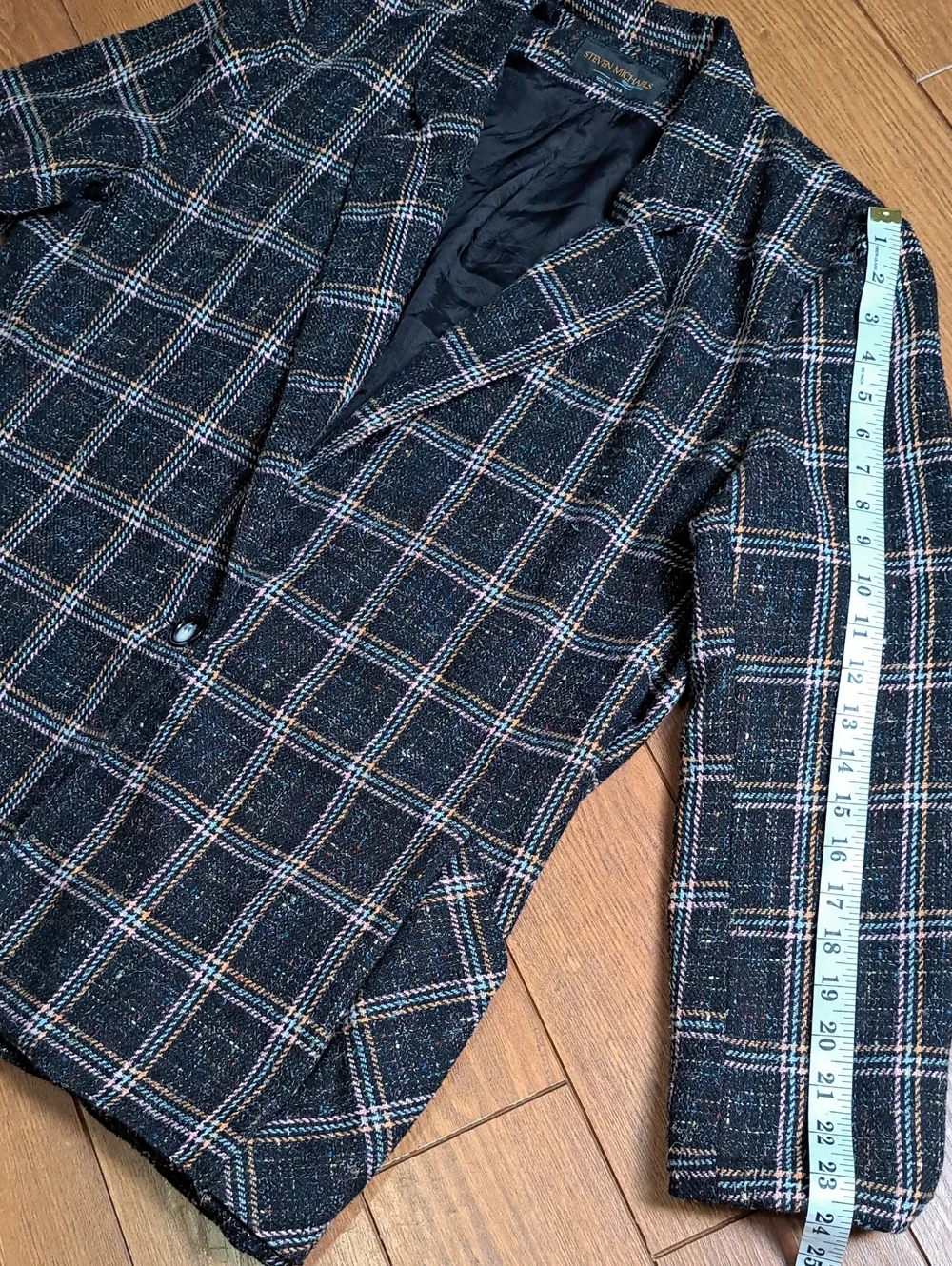 Vintage Steven Michaels Confetti Tweed Plaid Blazer Made in USA